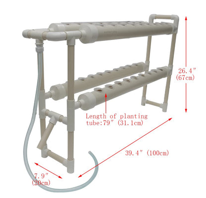 EQCOTWEA Wall-Mounted Hydroponic Grow Kit 36 Plant Sites Hydroponics Planting System 4 PVC Pipes Hydroponic Gardening Indoor System with 110V Water Pump,Planting Sponge,Hose