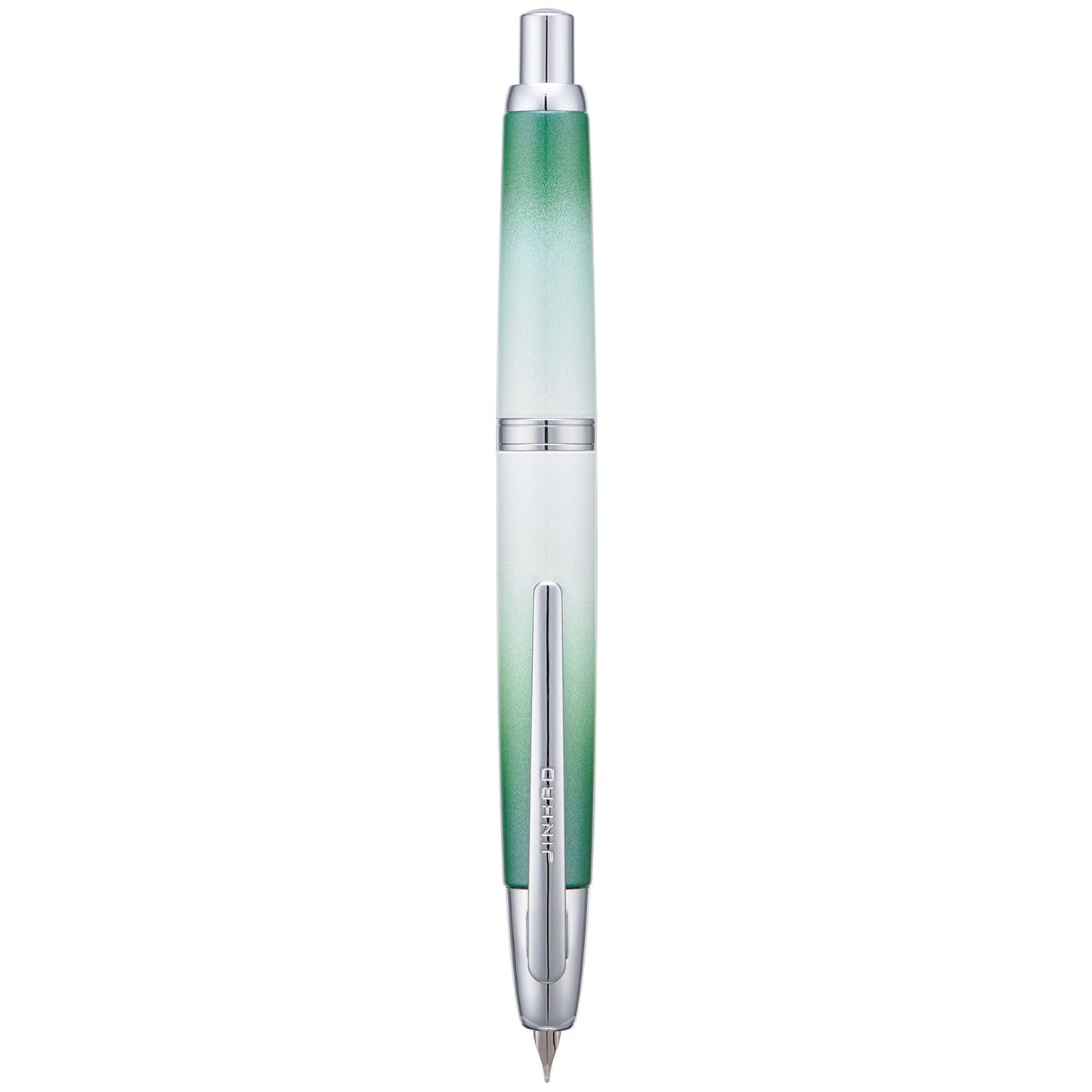 Jinhao 10 Press Fountain Pen with Box, Gradient Grass Green Retractable Extra Fine Nib with Ink Converter Set (Silver Clip)