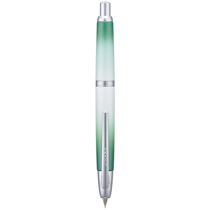 Jinhao 10 Press Fountain Pen with Box, Gradient Grass Green Retractable Extra Fine Nib with Ink Converter Set (Silver Clip)