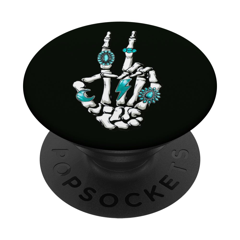Skeleton Turquoise Hand Western Vibes Rodeo Cowboy Cowgirl PopSockets Standard PopGrip