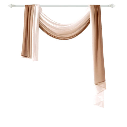 NAPEARL Ombre Window Scarf Valance, Romantic Gradient Voile Scarf Valance for Ceremony Backdrop, Wedding Arch, Kids Bedroom, Decorative Swag Curtain 144 Inches, Brown