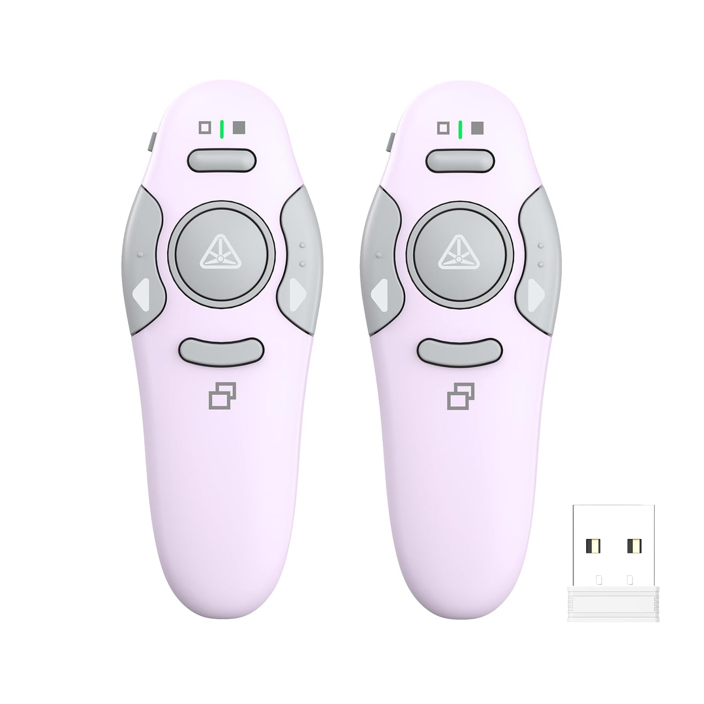QUI 2 Pack Wireless Presenter PowerPoint Clicker, RF 2.4GHz USB Presentation Clicker for Google Slides, Keynote, Mac, Windows (USB, Purple)