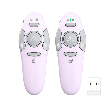 QUI 2 Pack Wireless Presenter PowerPoint Clicker, RF 2.4GHz USB Presentation Clicker for Google Slides, Keynote, Mac, Windows (USB, Purple)