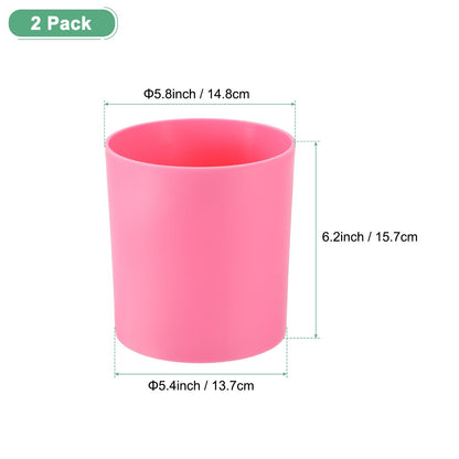 M METERXITY 2-Pack Plastic Plant Pots, 6 Inch Plastic Planters Round Flower Planter Containers Flower Pots for Indoor/Outdoor/Garden, Plant Holder [Pink]