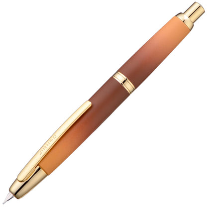Jinhao 10 Press Fountain Pen with Box, Caramel Orange Gradient Retractable Extra Fine Nib with Ink Converter Set (Golden Clip)