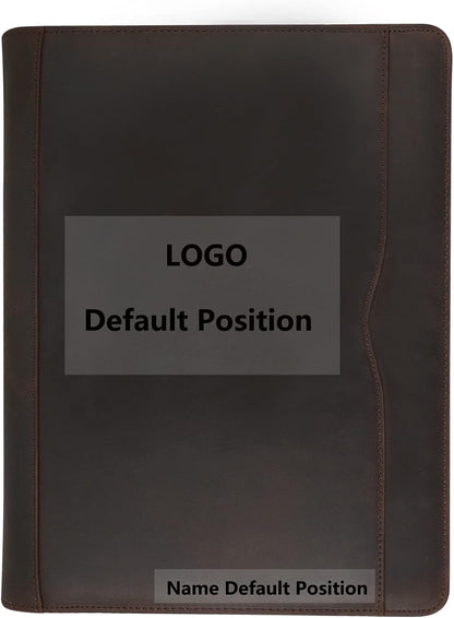 Professional Leather Business Padfolio Portfolio Case, 3 Ring Binder,Zippered Business Document Organizer Tablet Holder Folder Case,with Letter Size Notepad (Custom)
