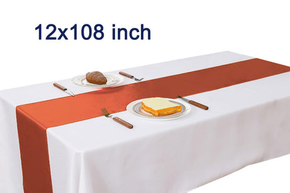 Satin Terracotta Table Runners 10 Pack - Wedding Table Runner 12 x 108 Inches Long for Weddings Party Birthday Halloween Christmas Anniversary Events Decorations