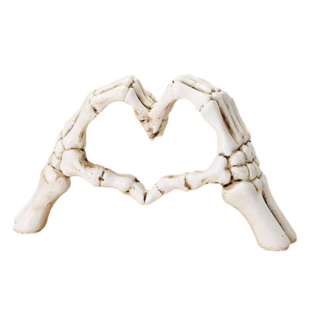 Gothic Skeleton Heart Hands Sculpture 6.3"- Unique Until Death Bone Heart Love Sign -Halloween Home Decor, Gothic Wedding Gift, Shelf Desktop Ornament