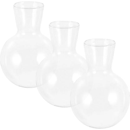 Veemoon Glass Flower Vase with Wooden Stand, High Borosilicate Glass Hydroponic Plant Terrarium for Indoor Home Décor and Tabletop Gardening