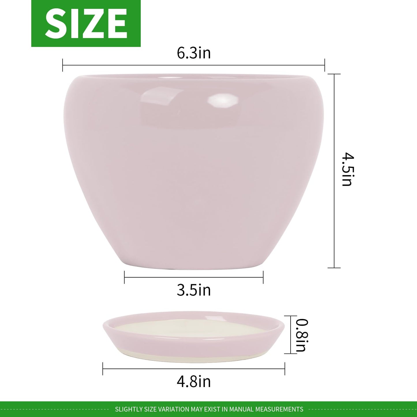 Deep Dream 6 Inch Plant Pots- Ceramic Planter Pot with Drainage Hole and Saucer, Round Flower Pot for Indoor Outdoor Succulent, Snake Plants and Cactus, Pink