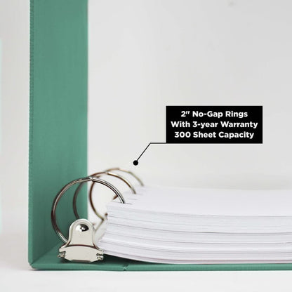 Carstens 2-Inch Heavy Duty 3-Ring Binder - Side Opening, Mint, Durable Plastic, Precision No-Gap Rings, Waterproof Covers, No Pockets, Holds 300 Letter-Sized Sheets, BPA-Free, Made in USA (2827-3R)