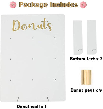 Donut Stand for Party, Wood Donut Bar Display Board Holds 9 Donuts