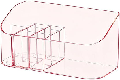 Makeup Tray Holder Organizer Cosmetic Display Case Tabletop Desktop Vanity Countertop Bathroom Wall Cabinet Medicine Storage Box 9 Dividers 2 Removable Women Ladies Girls Gifts Crystal Pink 1 PACK