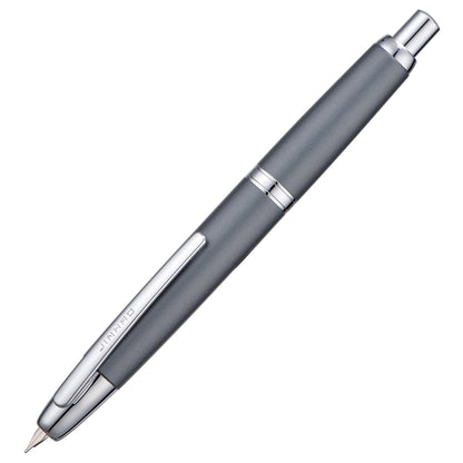 Jinhao 10 Press Fountain Pen with Box, Metal Gray Retractable Extra Fine Nib with Ink Converter Set (Silver Clip)