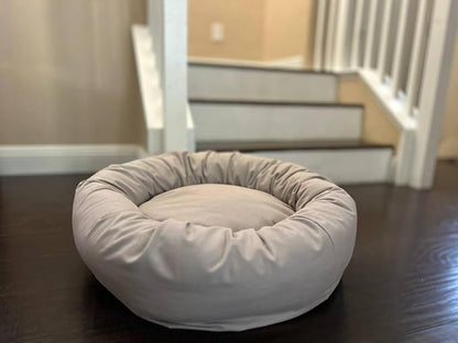 Organic Cotton Canvas Dog Bed: Removable Cover, Natural Fill - Made in USA (Gray, XX Large 50" x 8" inches)