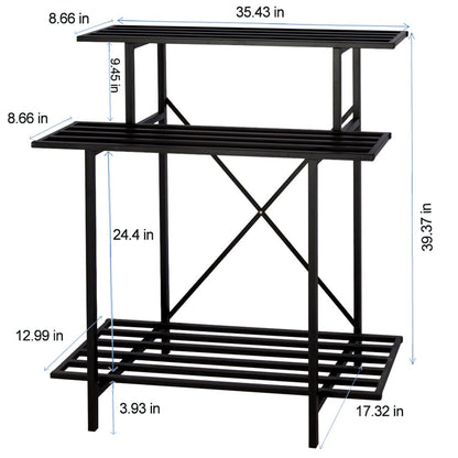Zhongma 3 Tier Sturdy Plant Stand Space-Saving Heavy Duty Plant Holder for Home Indoor and Outdoor, L35.43 xW17.32 x H39.37 inch, 660 LBS Capacity & Heavy Duty Construction. …