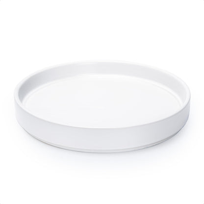 D'vine Dev Modern Round 8.7 Inch Ceramic Plant Pot Saucer, Planter Pot Drainage Tray for Indoor Plants, Matte White, 97-T-A-4