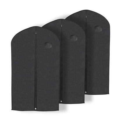 Pack of 3, 41 Inches Black Hanging Breathable Suit Garment Bags for Mens Closet,Jacket,Short Dress,Suit Travel, protector or Storage