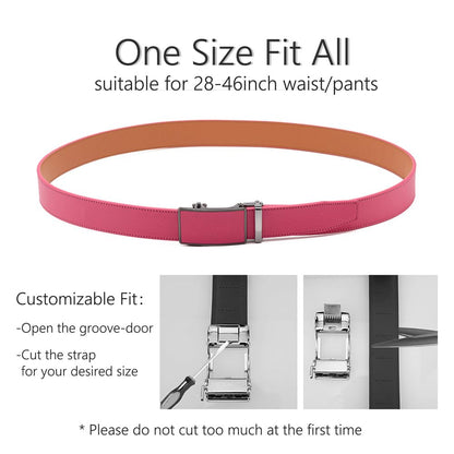ayamoti Genuine Leather Slide Ratchet Belt Men Multicolored Unisex Customizable Fit (Peach Blossom)