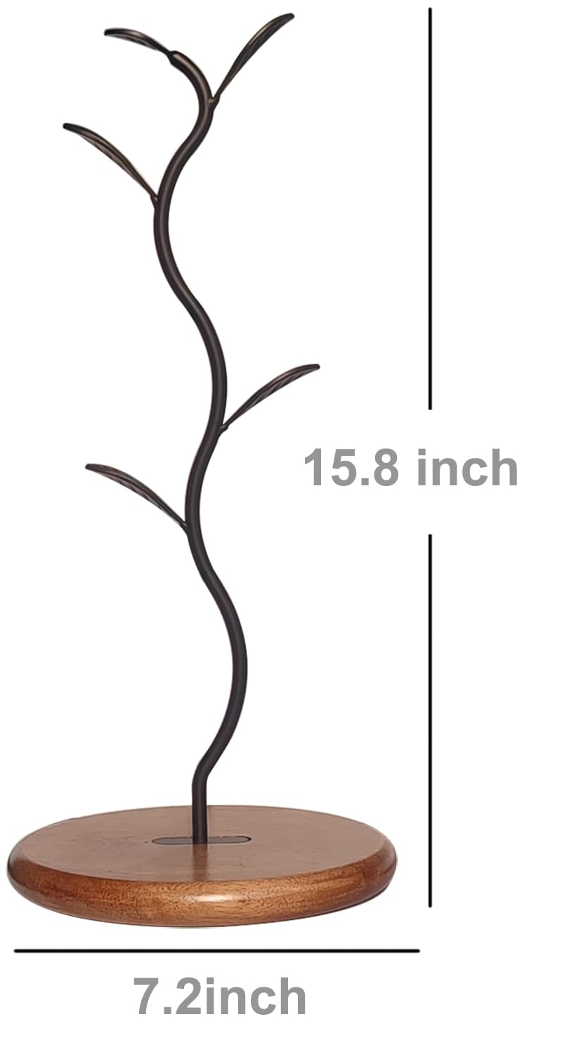 NBUOON Coffee Mug Holder Tree Rack for Counter,Leaf Shaped Tea Cup Mug Holder Stand for Countertop,Perfect Coffee Bar Accessory & Kitchen Home Organizer Black