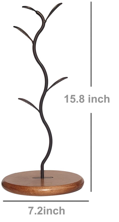 NBUOON Coffee Mug Holder Tree Rack for Counter,Leaf Shaped Tea Cup Mug Holder Stand for Countertop,Perfect Coffee Bar Accessory & Kitchen Home Organizer Black