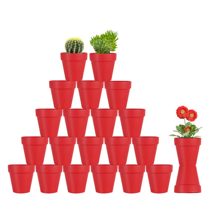 Sderoq 3 Inch Terracotta Pots - 22Pack Clay Flower Pots with Drainage Hole, Succulent Nursery Pot/Cactus Plant Pot. Great for Plants, Crafts, Wedding Favorn, DIY Production (Bright red)
