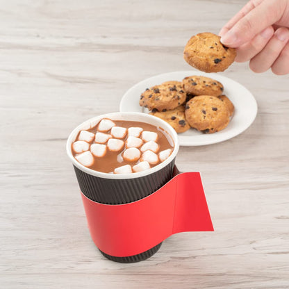 Restaurantware Coffee Cup Sleeves 50 Pack Fits 12, 16, 20 oz Coffee Cups with Handle Disposable Hot Drink Sleeves Secure Grip Heat-Resistant Jacket for Tea, and Beverages