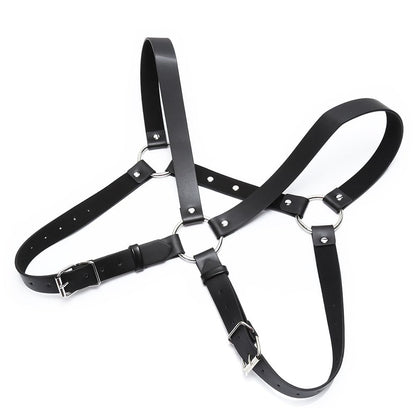 EeAmzQc Men's Black Punk Leather Body Chain Chest Harness Shoulder Straps Adjustable Medieval Guards for Knight Shrug Belt Costume Outfit