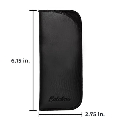 Calabria Half Slip Soft Eyeglass Case 2 PACK-1 Black &1 Brown Syn.Leather & Felt