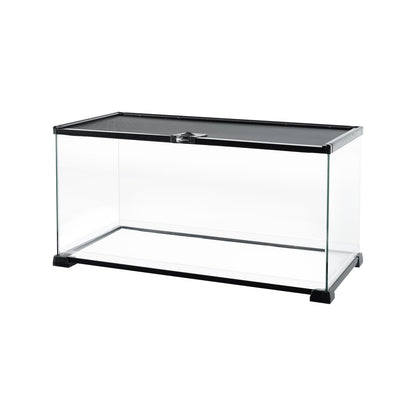REPTI ZOO Full Glass 15 Gallon Reptile Tank, Medium Reptile Terrarium 24" X 12" X 12" for Gecko Hermit Crab Hognose Snake etc, Top Screen Ventilation & Feeding