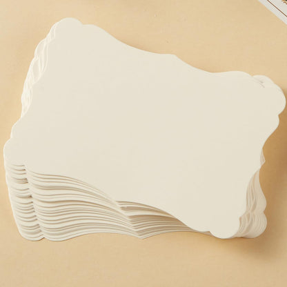 50 Pack Blank Kraft Cards Cardstock Thick Paper Brown Greeting Cards for DIY Gift Card Menus, Baby Shower and Wedding Invitations (Cream, 5x7IN)