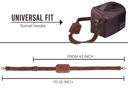 Leather Adjustable Padded Replacement Shoulder Strap with Metal Swivel Hooks Perfect Match for Messenger Bag, Laptop Bag, Camera Bag, Duffel Bag, Handbags, Purse, Satchel & More