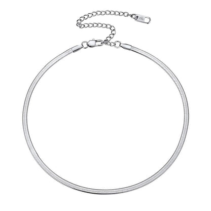 PROSTEEL 925 Sterling Silver Choker Necklace For Women 3mm Flat Chains Dainty 12inch Herringbone Snake Chain Chocker