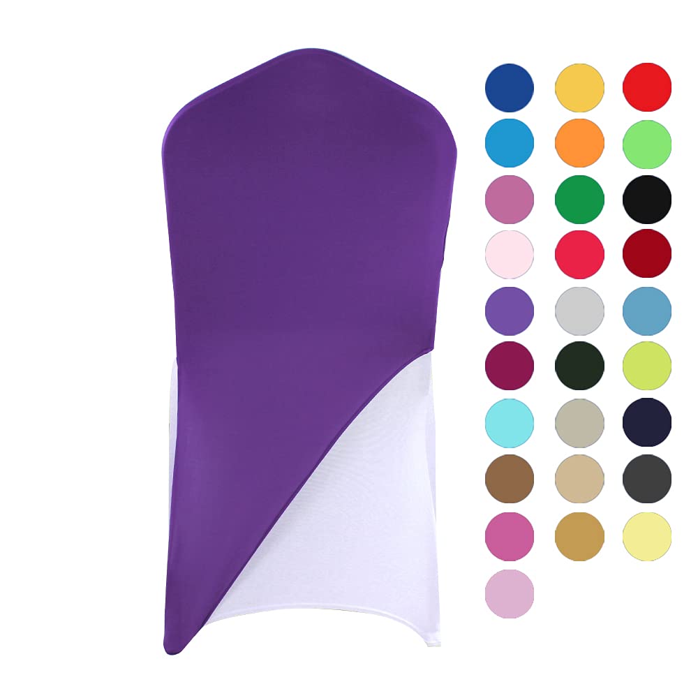 banquetbay Spandex Stretch Chair Cap One Leg Covers Sashes Bands/Hood/Hat Elegant for Event Party Decor Cadbury Purple