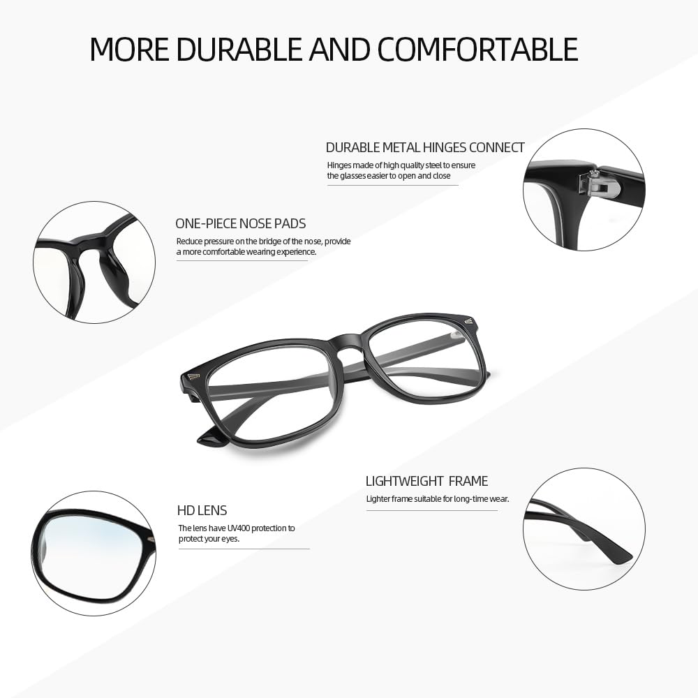 NZKNP Blue Light Glasses for Woman Men,Bluelight Glasses Womens,Blue Light Blocking Clear Black Fake Gaming Glass Accessories Computer Glass