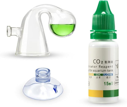 CO2 Glass Drop Checker Aquatic CO2 Test Monitor Kit for Fish Tank Planted Aquarium with Solution & Suction Cups