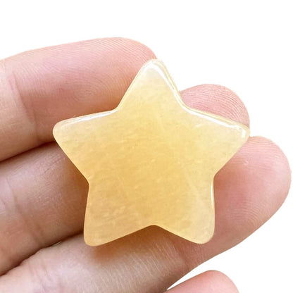 Fekuar Yellow Jade Crystal Star Chakra Stones for Reiki Healing Yoga Balance Meditation Polished Mini Pocket Palm Stone 1 Inch (30mm)