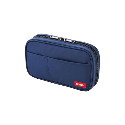 LIHIT LAB Large Capacity Zipper Pencil Case For School Office College, Big Capacity 4 Compartments Pencil Bag Holder Adults Teen Boys Girls, Travel Cosmetics Storage, Indigo (A7551-11N)