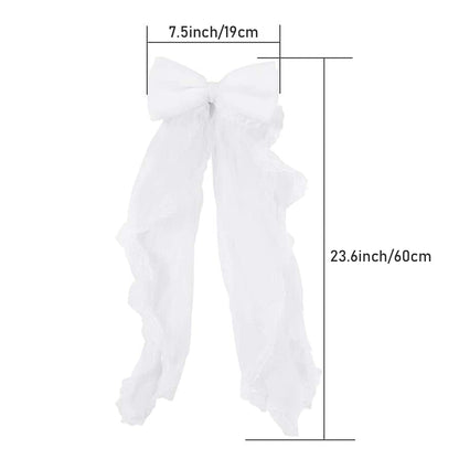 Turbokey 2 Pcs Gauze Curtain Tieback Silk Ribbon Bowknot Tie Back Clips Sweet Lace Curtain Holdbacks Buckle for Nursery Bedroom Decor Tassels Home Office Window Decorative Drapes (Black)