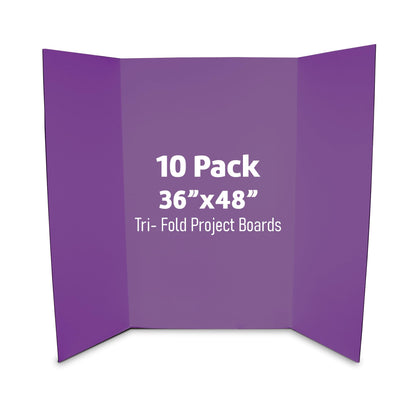 Flipside Products 36” x 48” Project Boards for Presentations, Science Fair, School Projects, Event Displays and Trifold Picture Board, Proudly Made in USA - Purple - 10 Pack