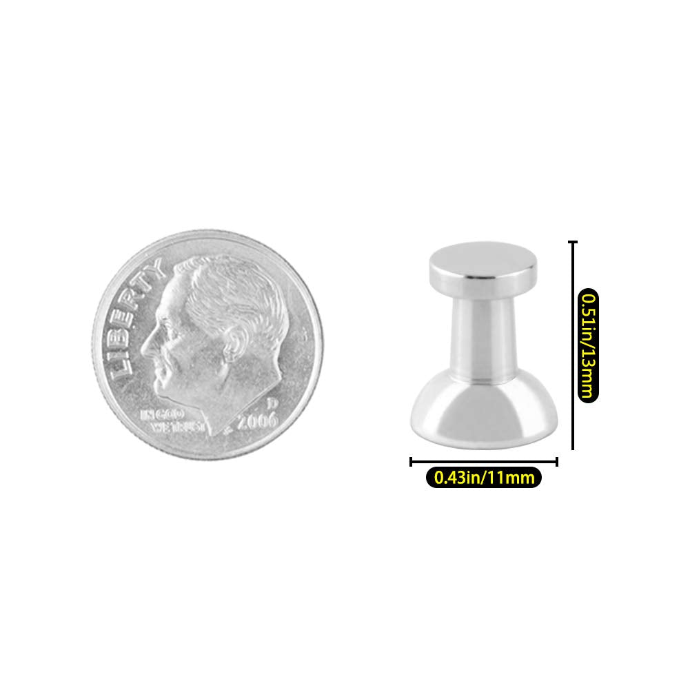 Magnetic Push Pins for Refrigerator Magnets, 16pcs Brushed Nickel for Office, Whiteboard, Map Magnets