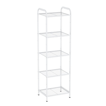 MAX Houser Storage Rack with Shelf,Industrial Style Extendable Plant Stand, Standing Shelf Units for Kitchen, Bathroom, Office,Living Room, Balcony, Kitchen (White, 5 Tier)