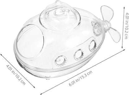 Hemoton Transparent Submarine-Shaped Hamster Sand Bath Box for Small Pets Multi-Functional Sand Bathroom and Toilet Accessory for Hamsters Mice and Chinchillas