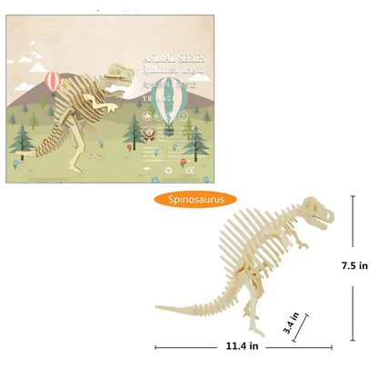 3D Wooden Crafts Puzzle - 3 Piece Set Wood Dinosaur Skeleton Model Puzzle,Wooden Assembly 3D Puzzle Toys,STEM DIY Brain Teaser Puzzle