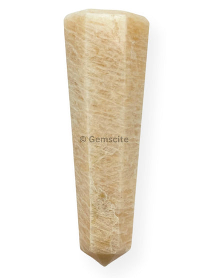 WholesaleGemShop 3 Inch (70 mm) Gemstones Cream Moonstone Obelisk Tower Jumbo Facet Aura Rock Crystal Natural Polished Earth Wand Spirit
