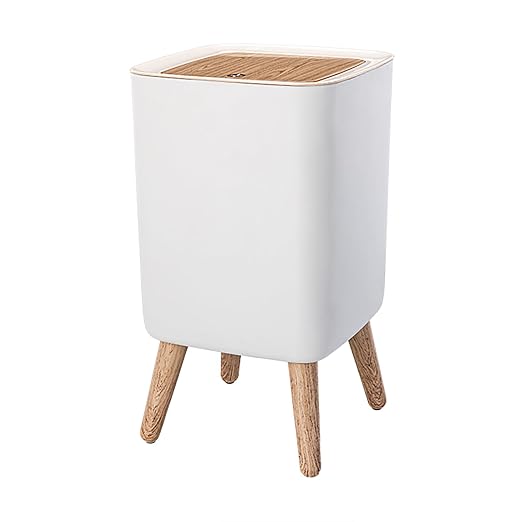 WanWanKa Mini White Plastic Trash Can, 2.6 Gallon Capacity, Slim Design, Anti-Odor, Easy to Clean, Suitable for Any Place
