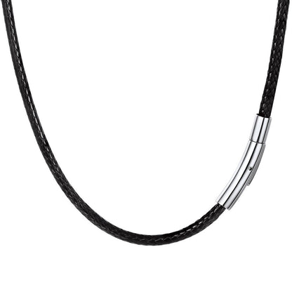 PROSTEEL Black Leather Necklace for Men 3mm Cord 20inch Leather String Necklace Chains Jewelry