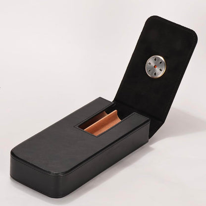 MIVLXLX Leather Cigar Case -Thick cedar travel humidor, Cedar Wood Lined Cigar Humidor with Silver Stainless Steel Cutter