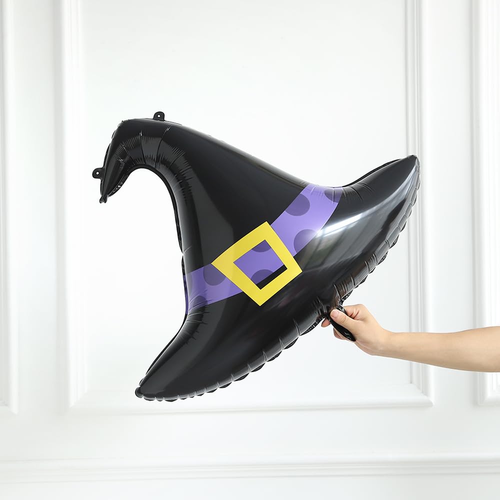 Halloween Balloon Arch Garland Kit, 139Pcs Dusty Purple Green Black Pink Balloons, Ghost Witch Hat Explosion Star Foil Balloons for Halloween Birthday Party Decorations