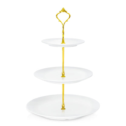 Lucky Will White Tiered Dessert Serving Tray for Kid's Party Supplies Favors 3 Tier Cupcake Cake Stand for Birthday Tea Afternoon Halloween Christmas Candy Bar